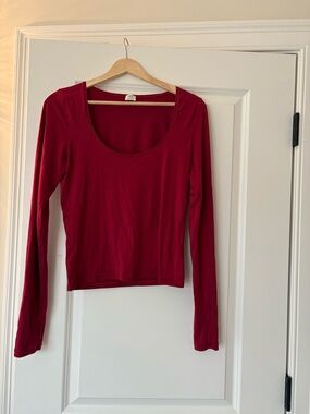 Aritzia Raspberry Stretch Knit Top